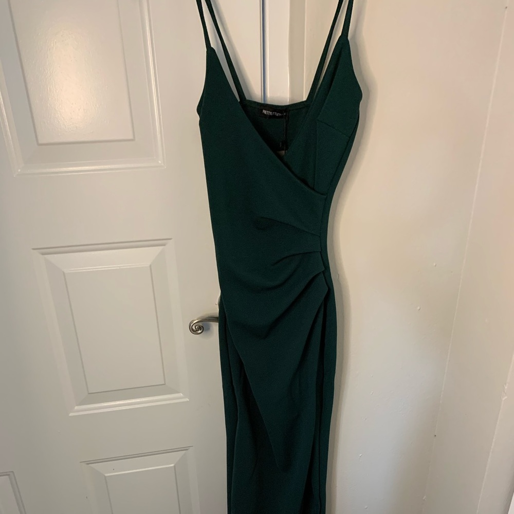 Emerald Green Wrap Front Crepe Maxi Dress